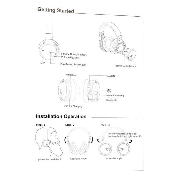 E7 ACTIVE NOISE CANCELLING BLUETOOTH OVER-EAR HEADPHONES-Perfect Condition. - Picture 6 of 6